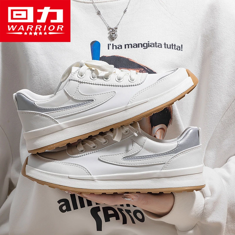 Warrior/回力小白鞋女款厚底板鞋女款白色休闲运动百搭德训小白鞋
