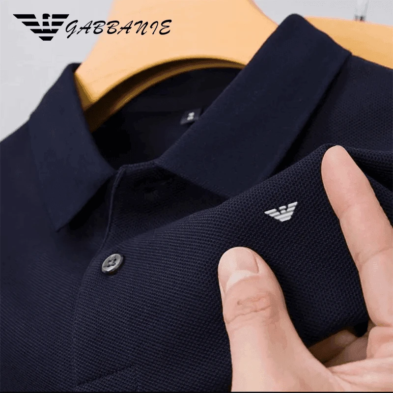 意大利轻奢男士休闲长袖POLO衫男子舒适户外夏季透气商务翻领纯棉