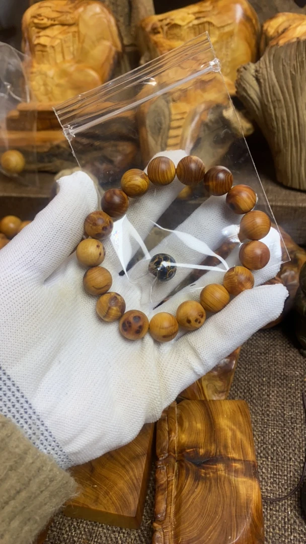 天然太行崖柏手串高油性崖柏素珠陈化料文玩2.0文玩佛珠