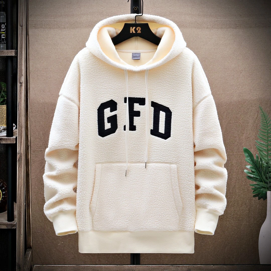 重磅高克重连帽字母贴布颗粒绒保暖加绒加厚情侣连帽休闲卫衣2259