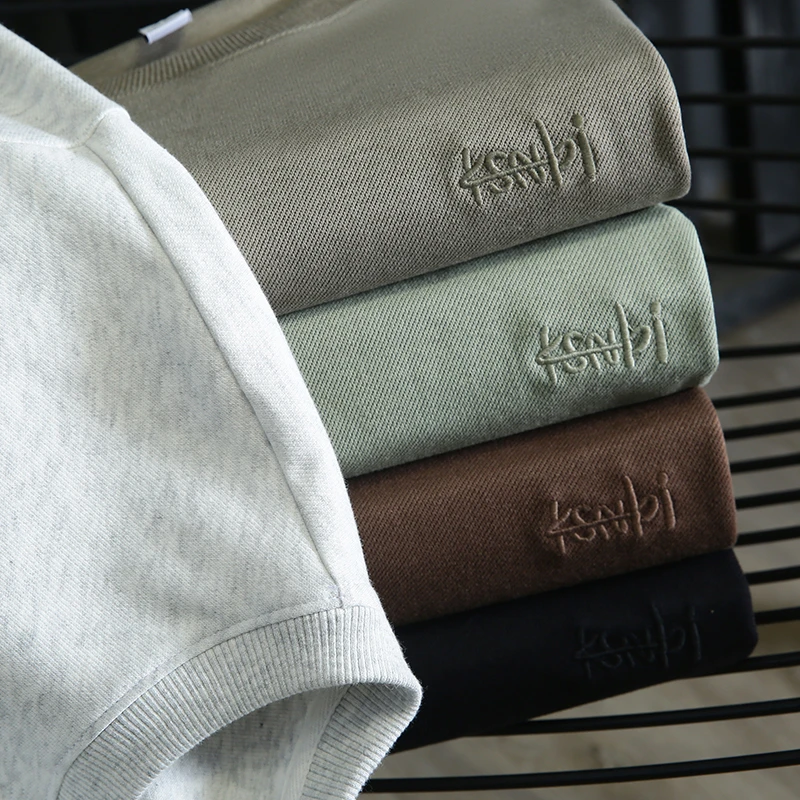 25秋季新款INS风毛圈圆领长袖收口万针刺绣圆领情侣百搭卫衣 2352