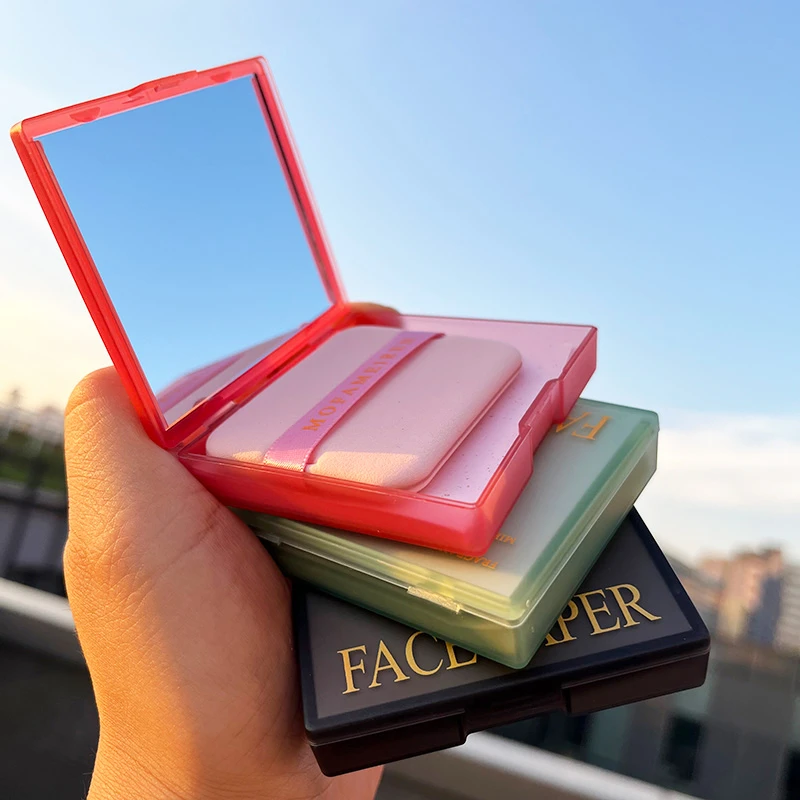 魔法美人面部吸油纸100片绒面颗粒净油纸盒装带镜粉扑便携学生女