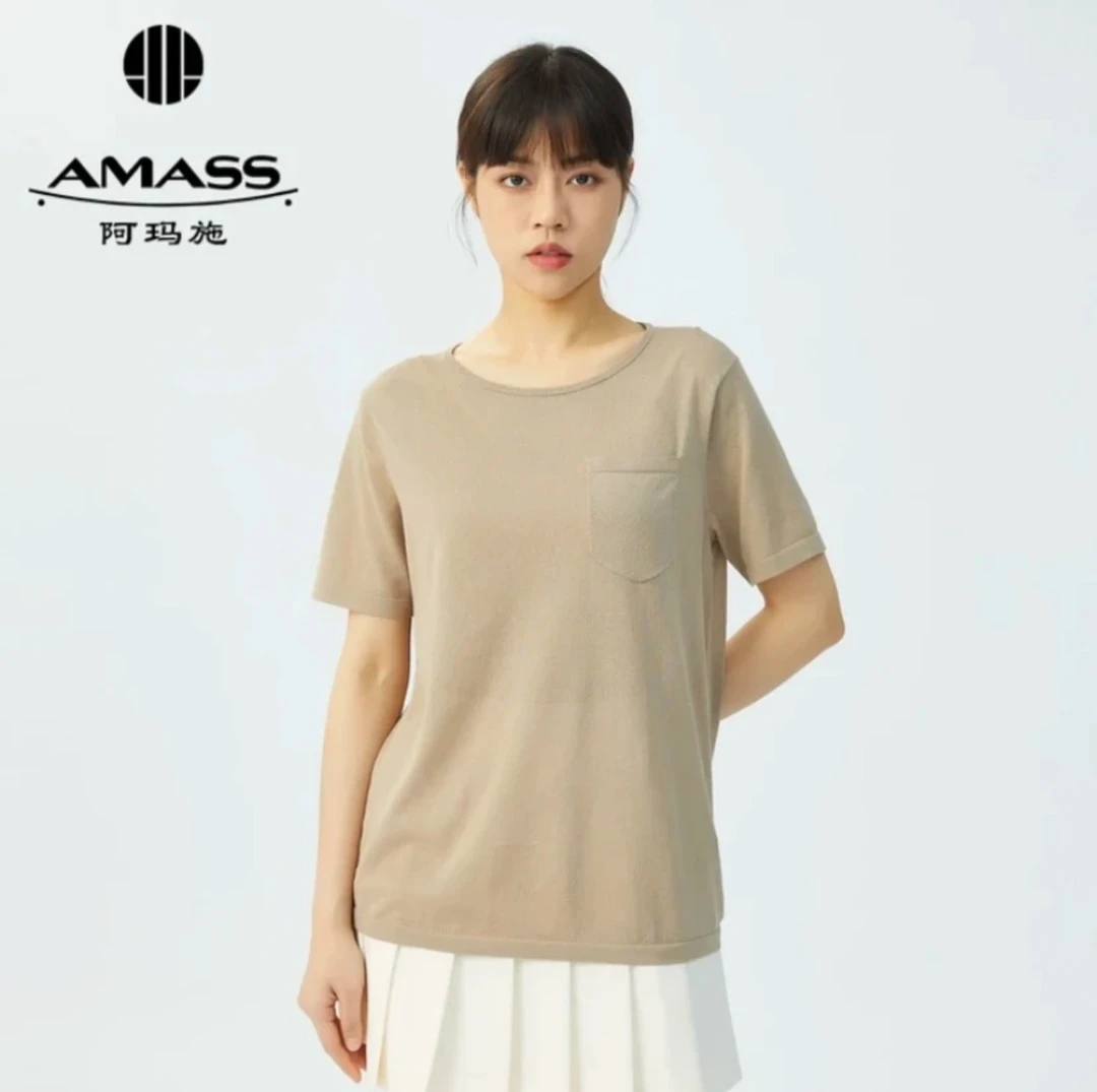 AMASS/阿玛施素面口袋短袖T恤5399423女款