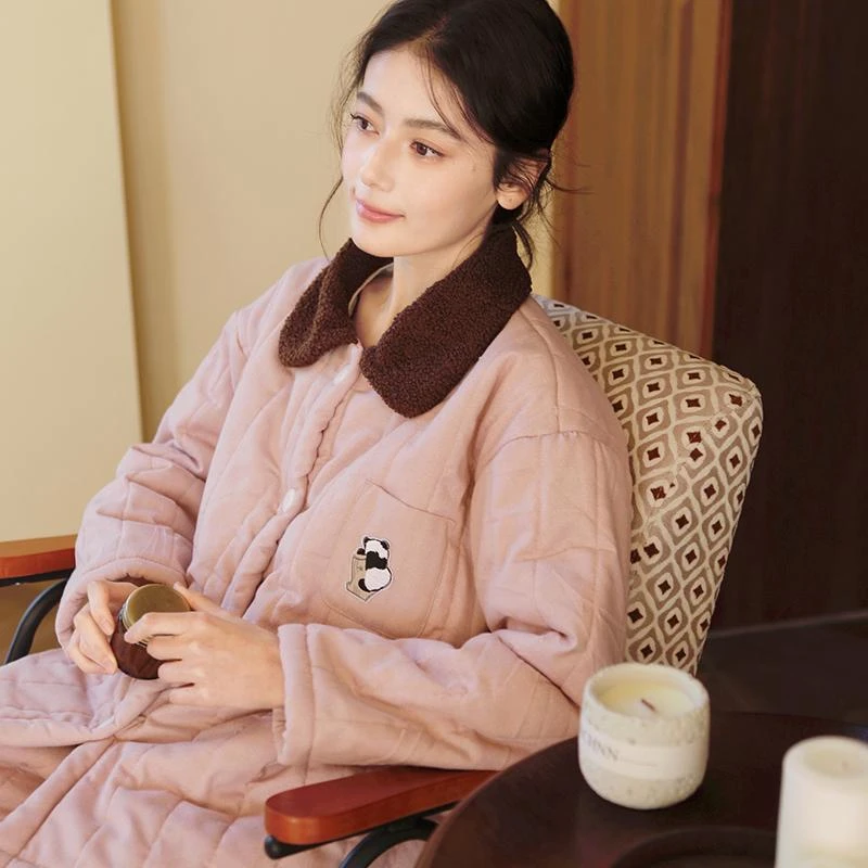 冬款三层夹棉情侣睡衣加厚保暖男女棉袄大码宽松家居服套装LZ2996