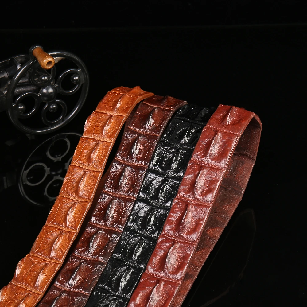 湾鳄大骨 原汁原味 单骨 皮带 3.8 板扣 奢华 鳄鱼皮 男士腰带