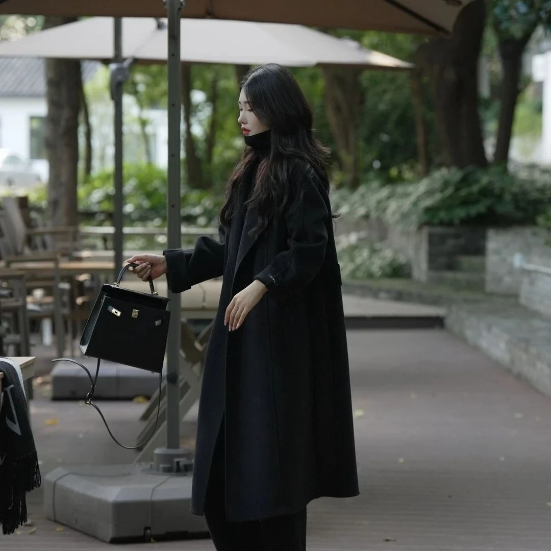 2024秋冬新款大衣外套双面宽松修身加厚时尚百搭洋气外套女