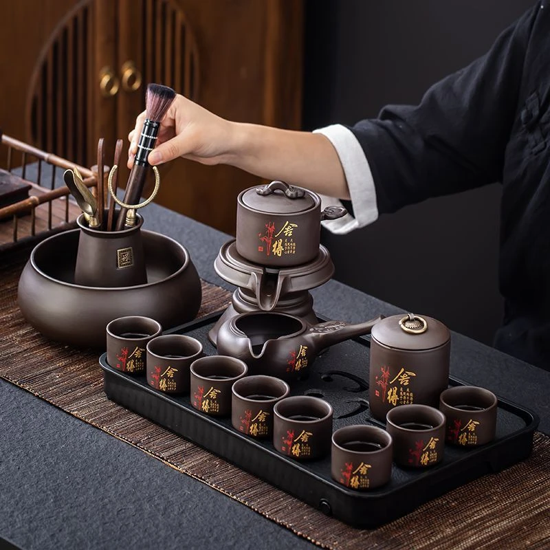 懒人泡茶神器功夫茶具整套茶盘家用定制紫砂石墨自动茶具套装茶壶