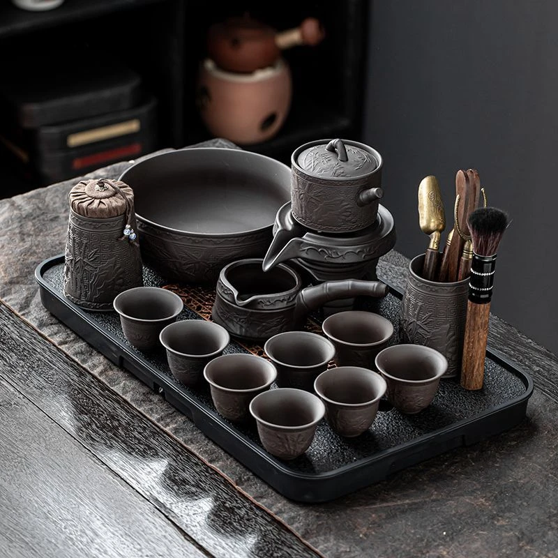 中式懒人茶碗自动石墨客厅紫砂茶具套装家用轻奢高档配件泡茶神器