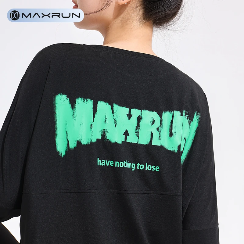 maxrun大码健身服运动上衣长袖T恤宽松速干卫衣秋冬款跑步罩衫N23
