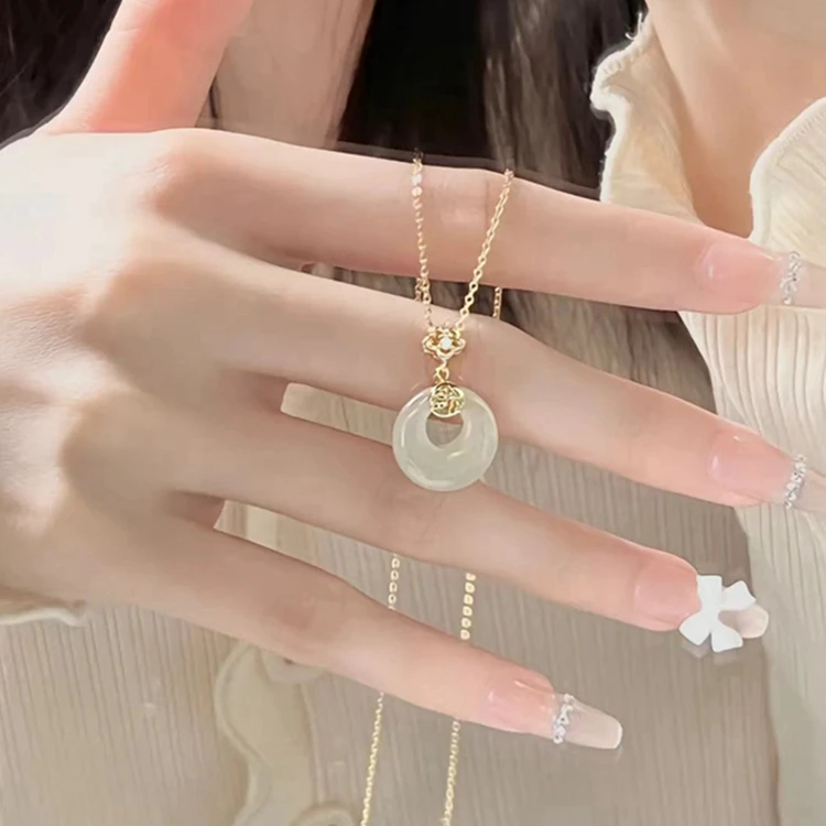 坠链均925银 福气平安扣项链S925银项链女轻奢小众吊坠母亲节礼物