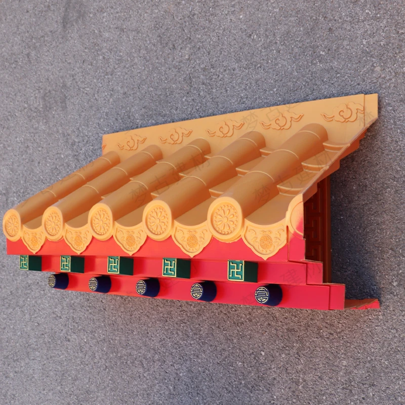 梦古金彩特大特厚免架子瓦青出于蓝树脂仿古中式一体彩绘装饰屋檐