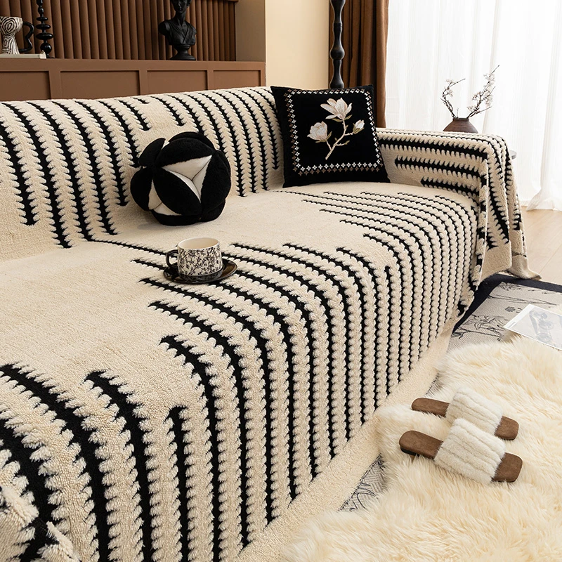 （阿波罗）奶油风泰迪绒沙发巾全盖毯四季通用全包万能套罩沙发盖布