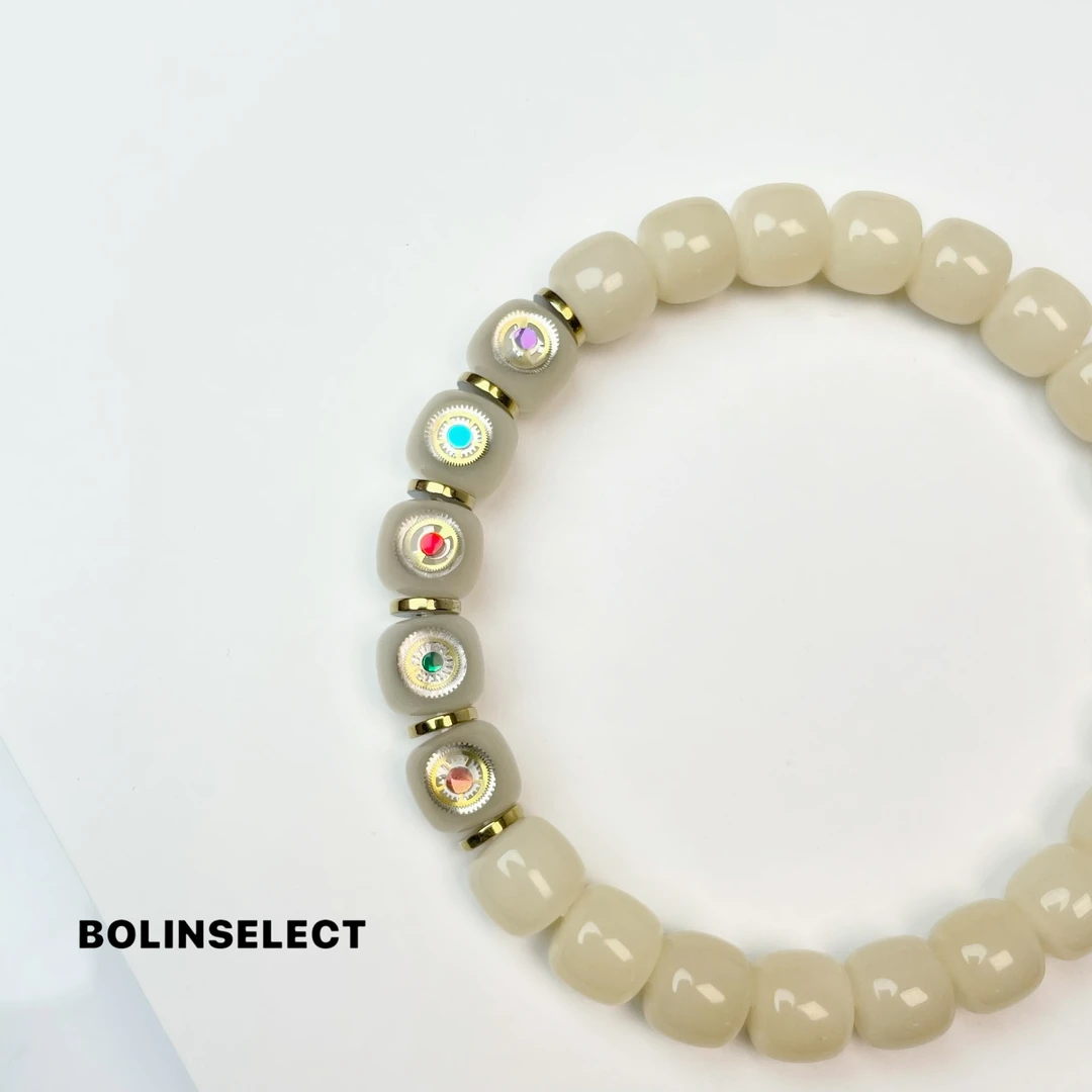 (彩虹朋克)赛博朋克3D立体齿轮工艺*原生态菩提根精工手串9*8mm