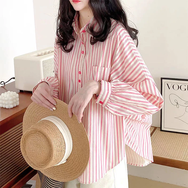 棉质衬衫女2025夏季新款韩系条纹龟背设计感小众学生长袖防晒衬衣