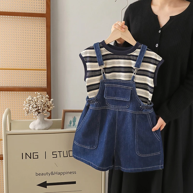 W童品家，417上衣、418裤子女童短袖套装