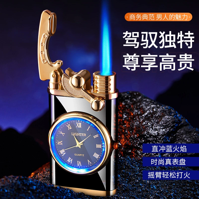 （阿凯火机）摇臂直冲炫彩真表盘手表打火机广告制作礼