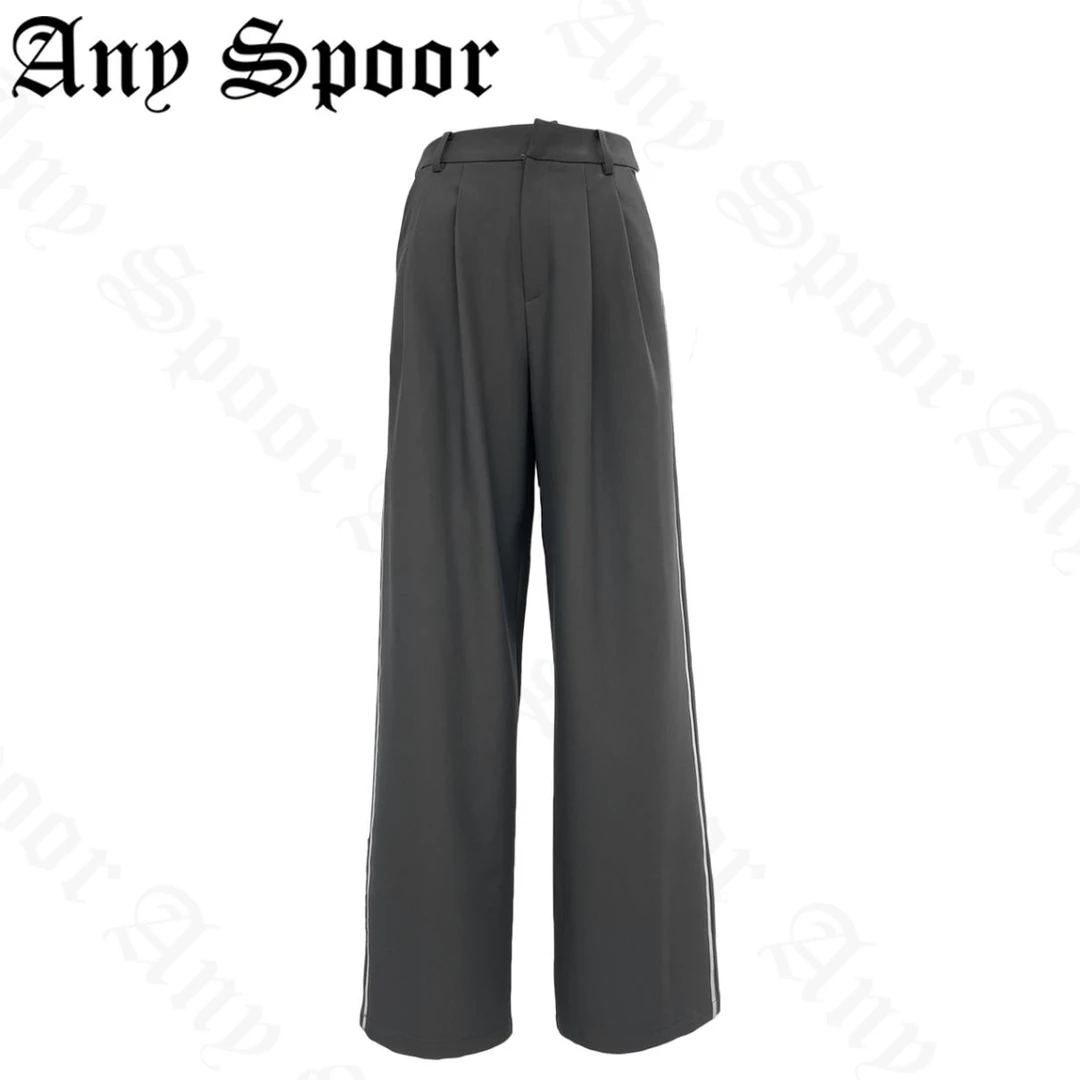 【老板娘夏天】设计师潮流百搭高腰抽绳纯色休闲长裤30A41