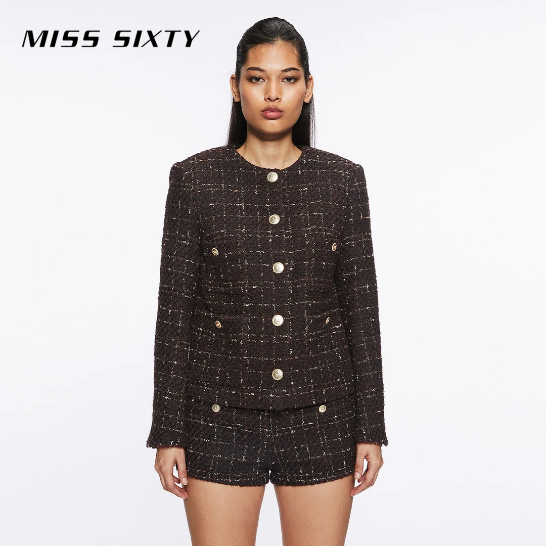 【轻奢进口料】Miss Sixty冬季新款花式呢外套女高级感小香风