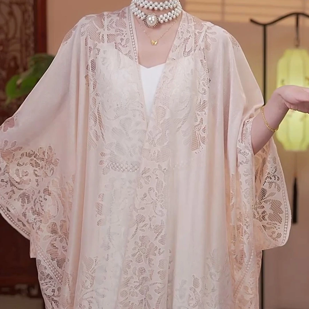 旗袍披肩蕾丝围巾新款镂空防晒提花丝巾民族风流纯色包头演出晚宴