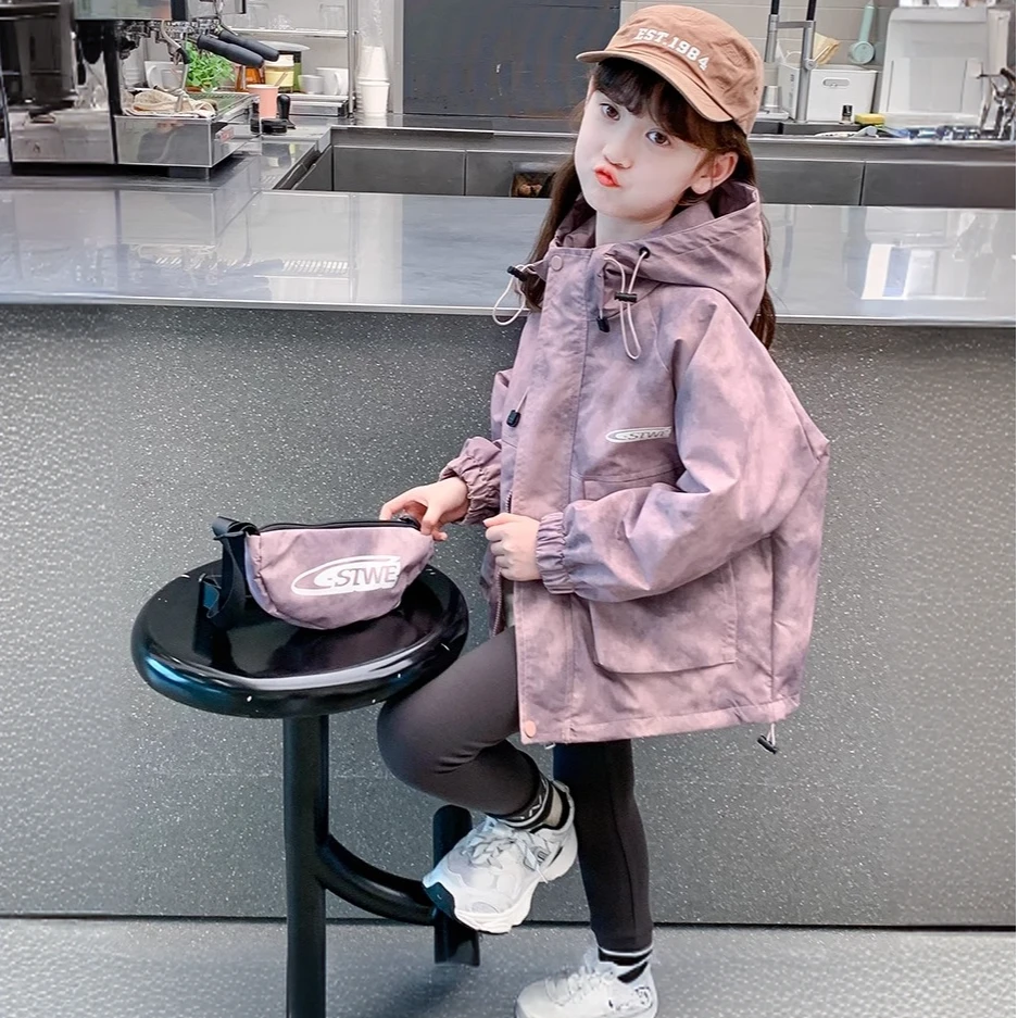 女童女孩冲锋衣外套2025新款洋气中大童加绒夹棉外套上衣儿童冬装