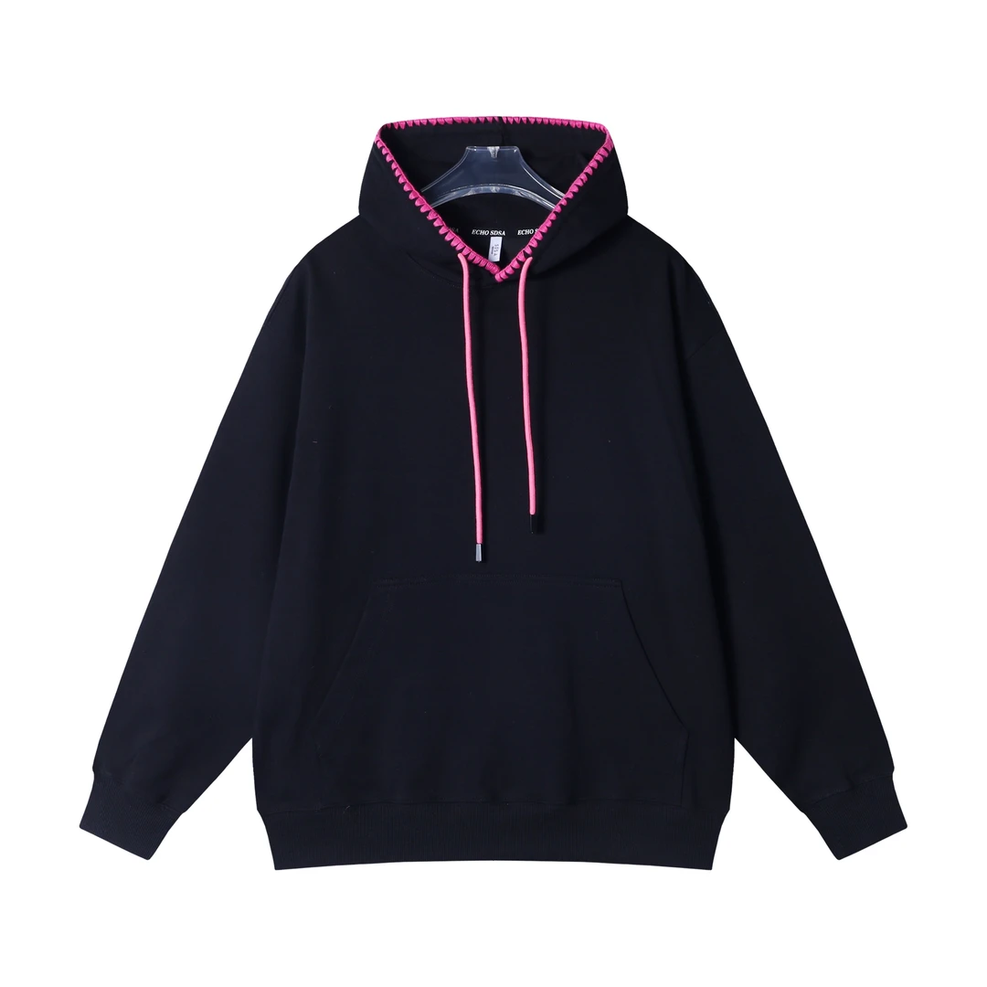 WY727秋冬季时尚个性韩版撞色抽绳连帽长袖卫衣情侣宽松百搭上衣