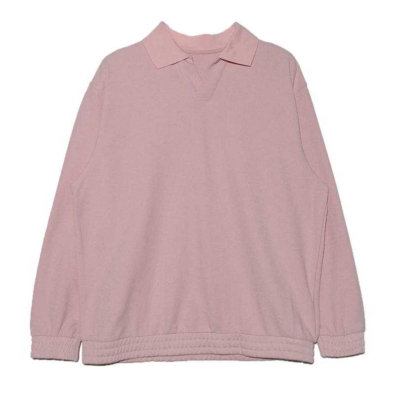 2416810翻领纯色潮牌卫衣春秋长袖时尚百搭宽松套头秋季男女同款