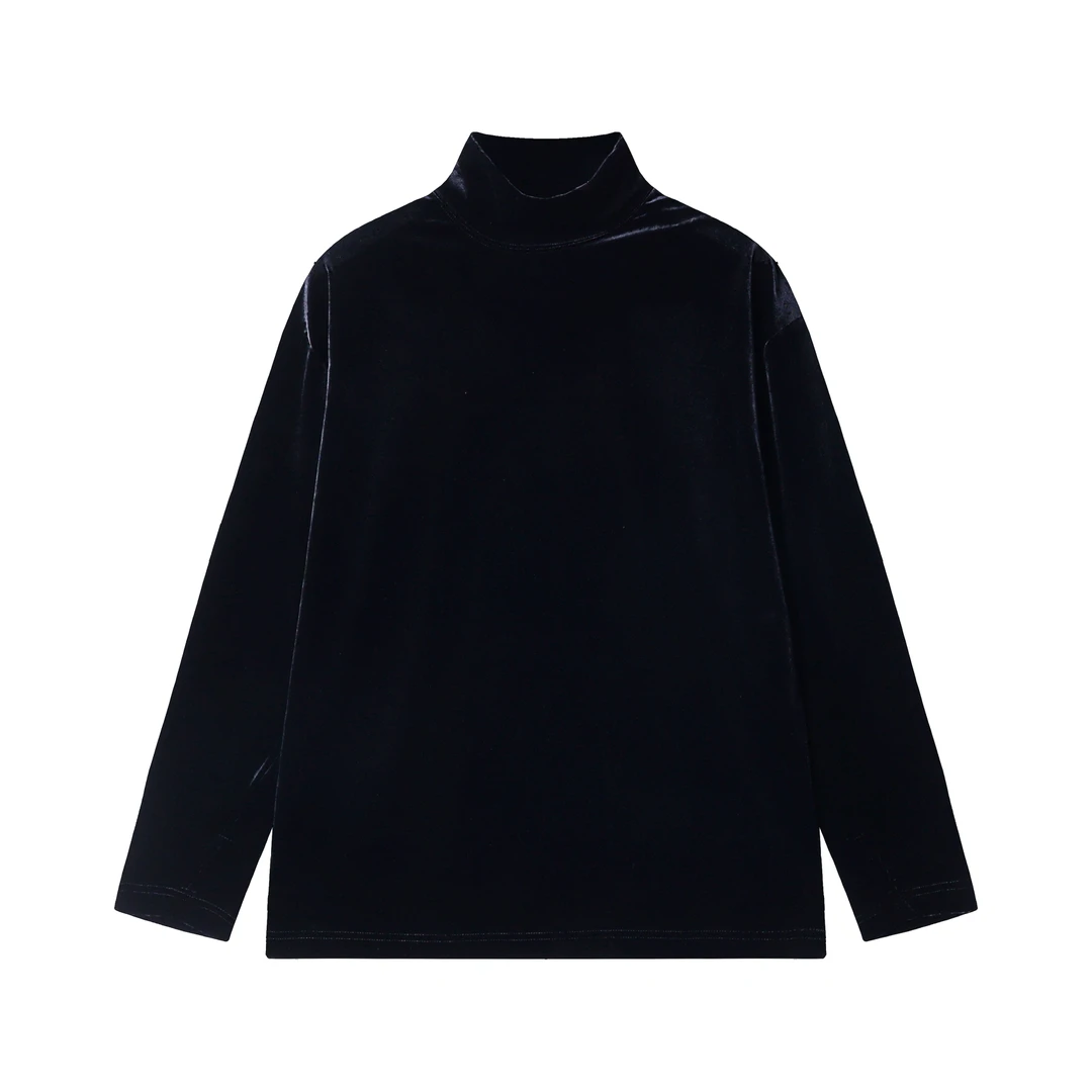 T1914秋冬新款时尚个性美式纯色立领绒面卫百搭衣休闲保暖打底衫