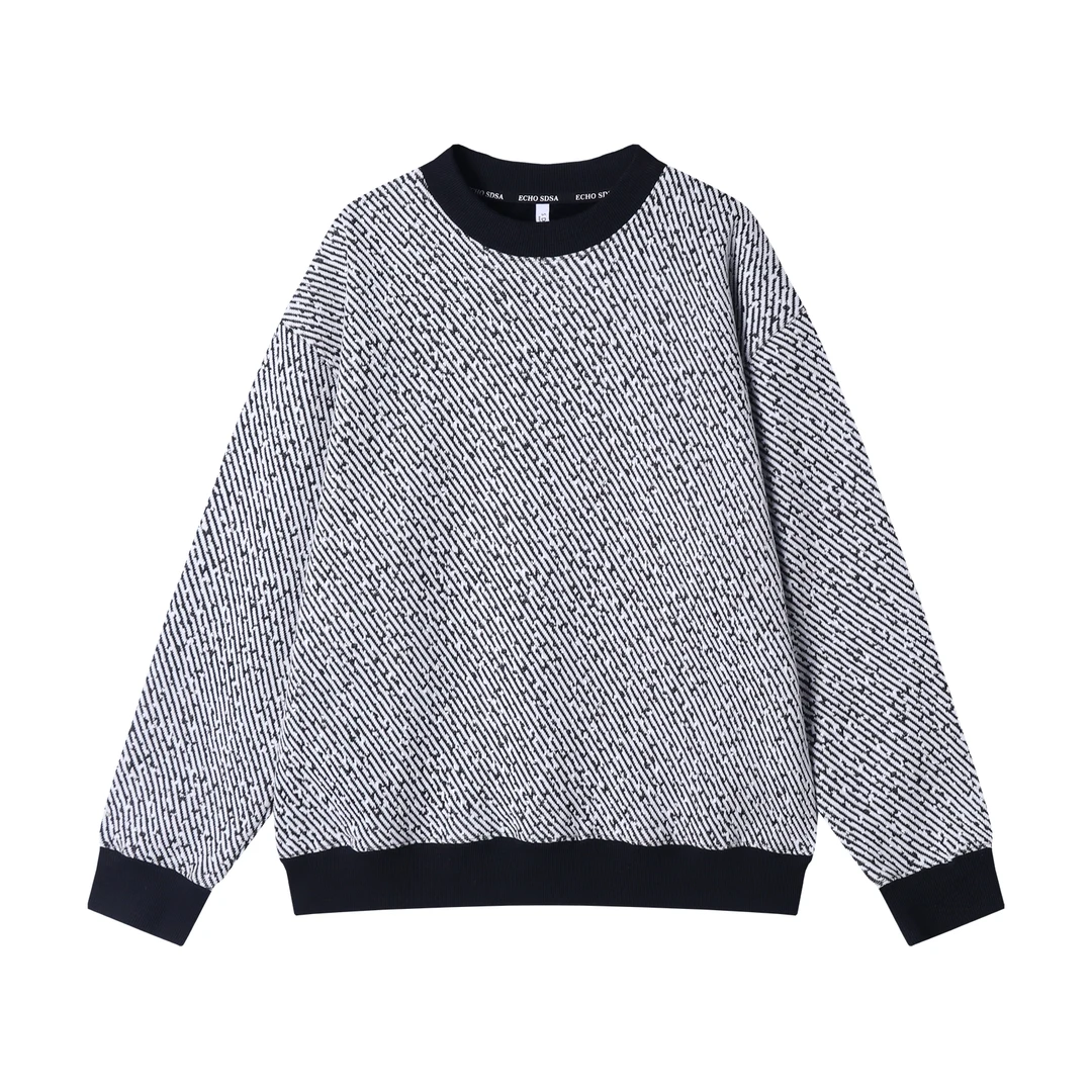 秋冬季新款时尚个性韩版黑白撞色圆领卫衣时尚百搭气质上衣