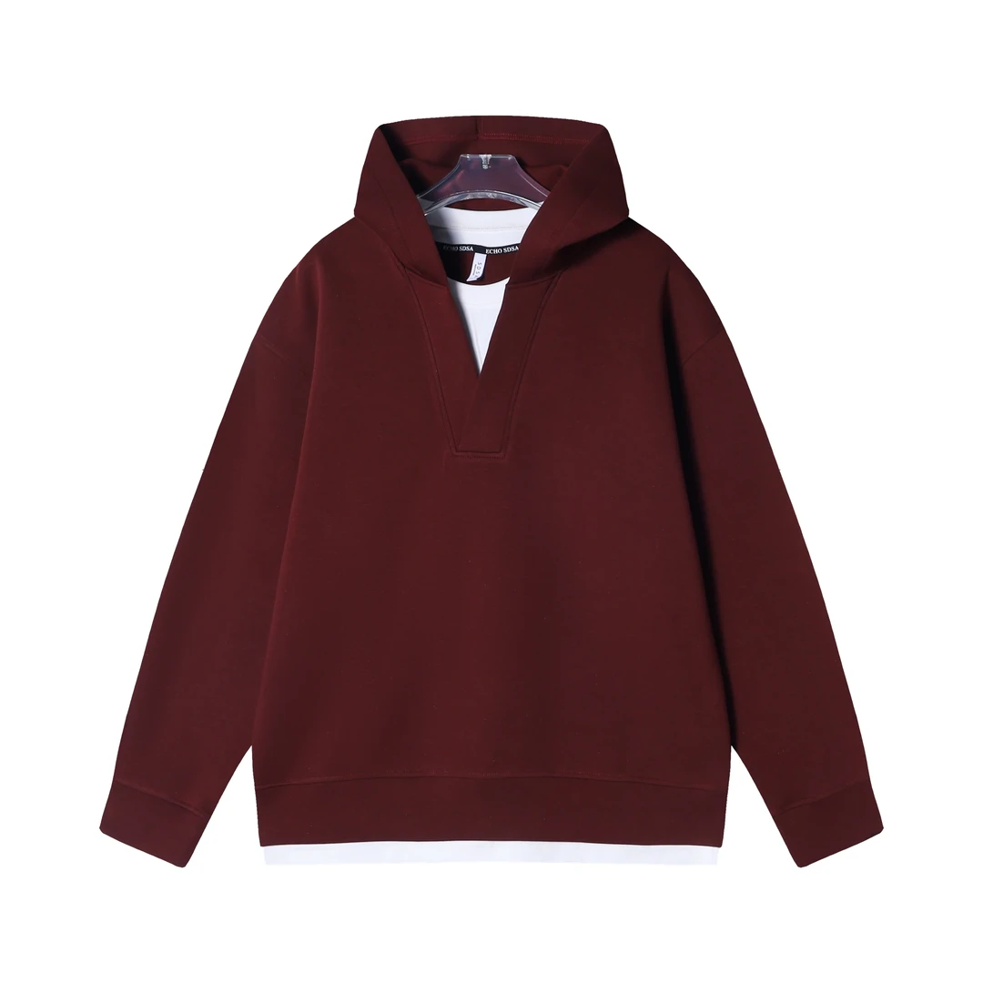 WY466秋冬季新款时尚个性假两件连帽卫衣休闲百搭情侣宽松上衣