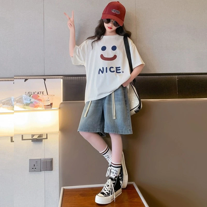 【100%纯棉】童装女童t恤短袖夏季儿童中大童女孩上衣半袖夏装潮款