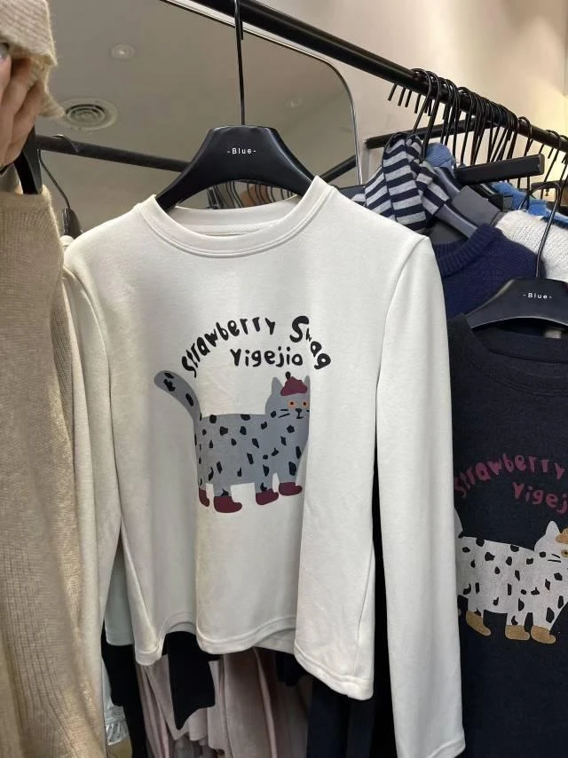 【布鲁】新款小猫厚打底上衣15123