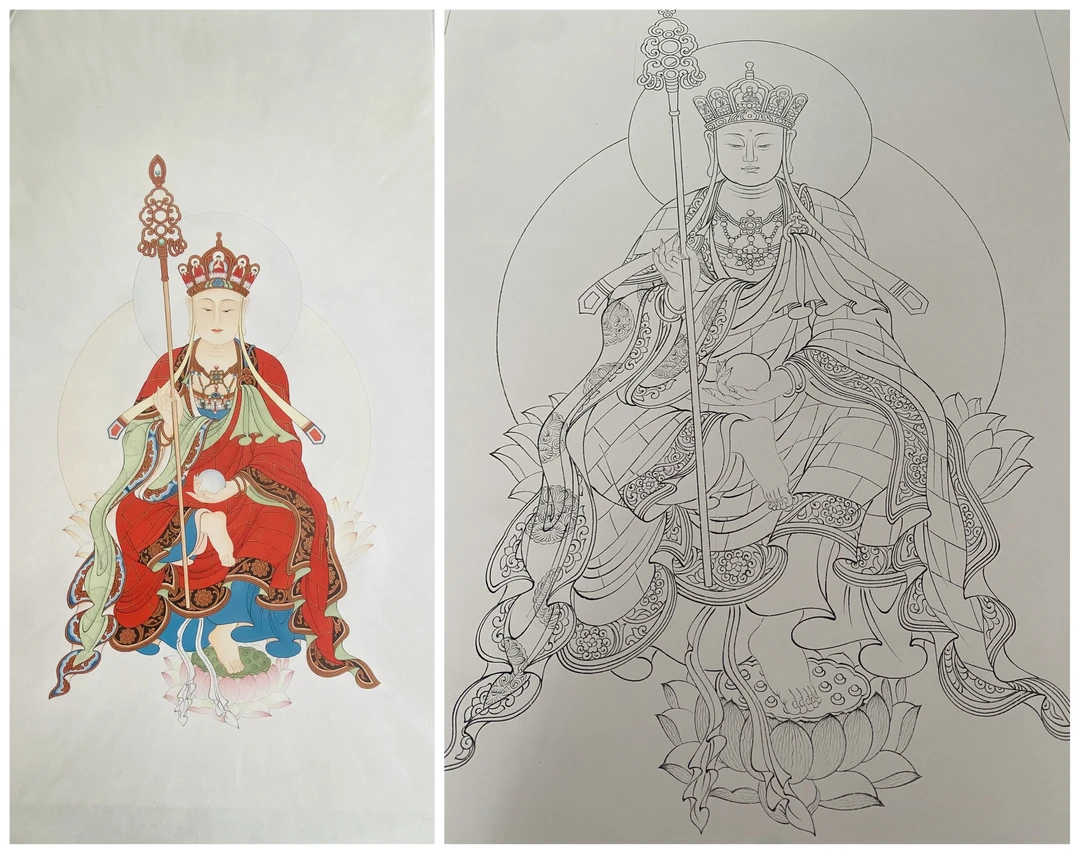 地藏王菩萨白描底稿尺寸50✖️100