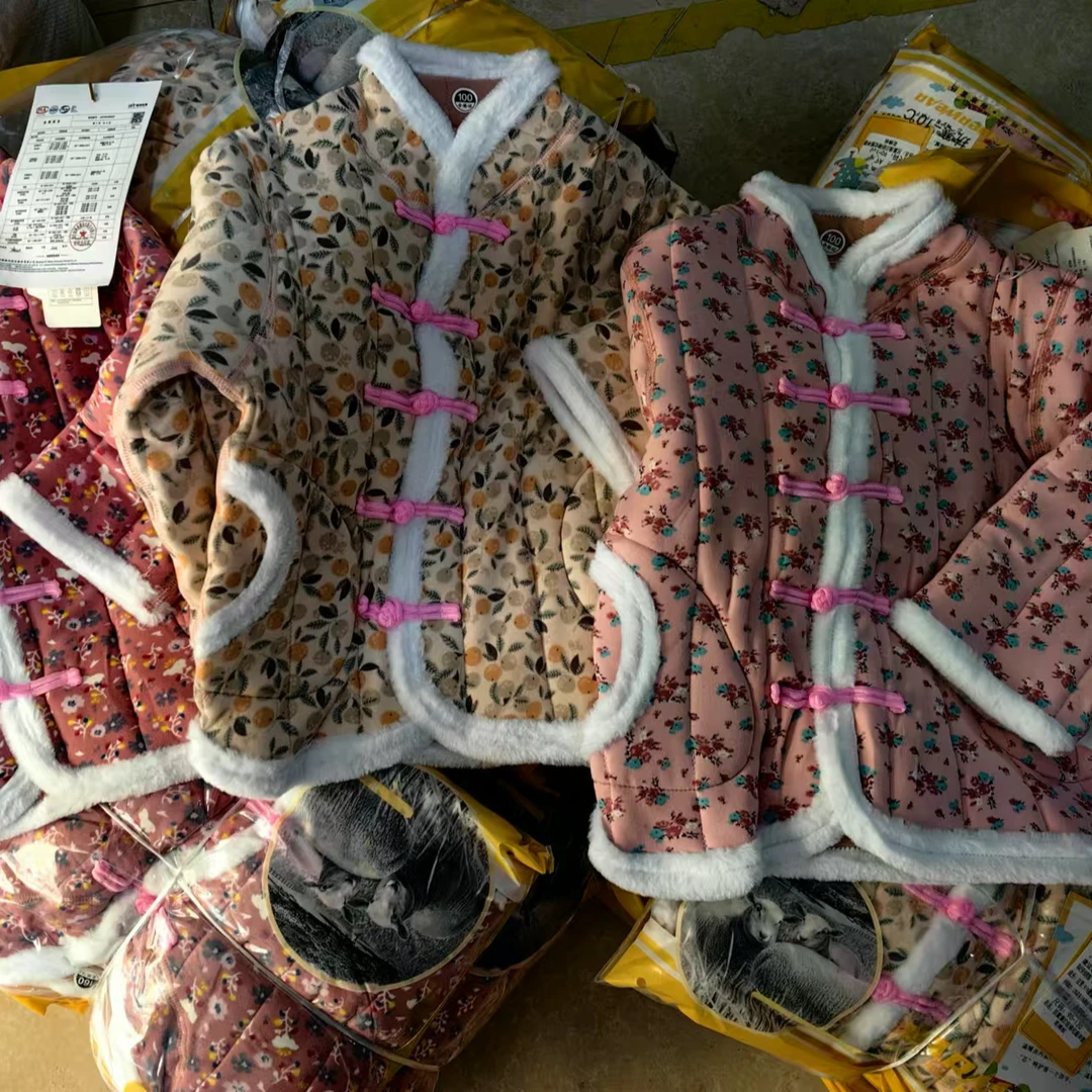 女童花棉袄加绒中国风民族风冬季
