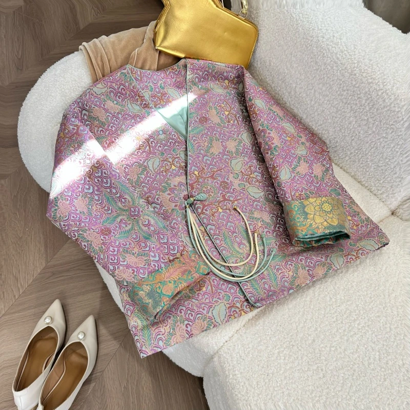 主播推荐《彩鳞宝相花》2024冬季新款新中式老宋锦加棉外套2794