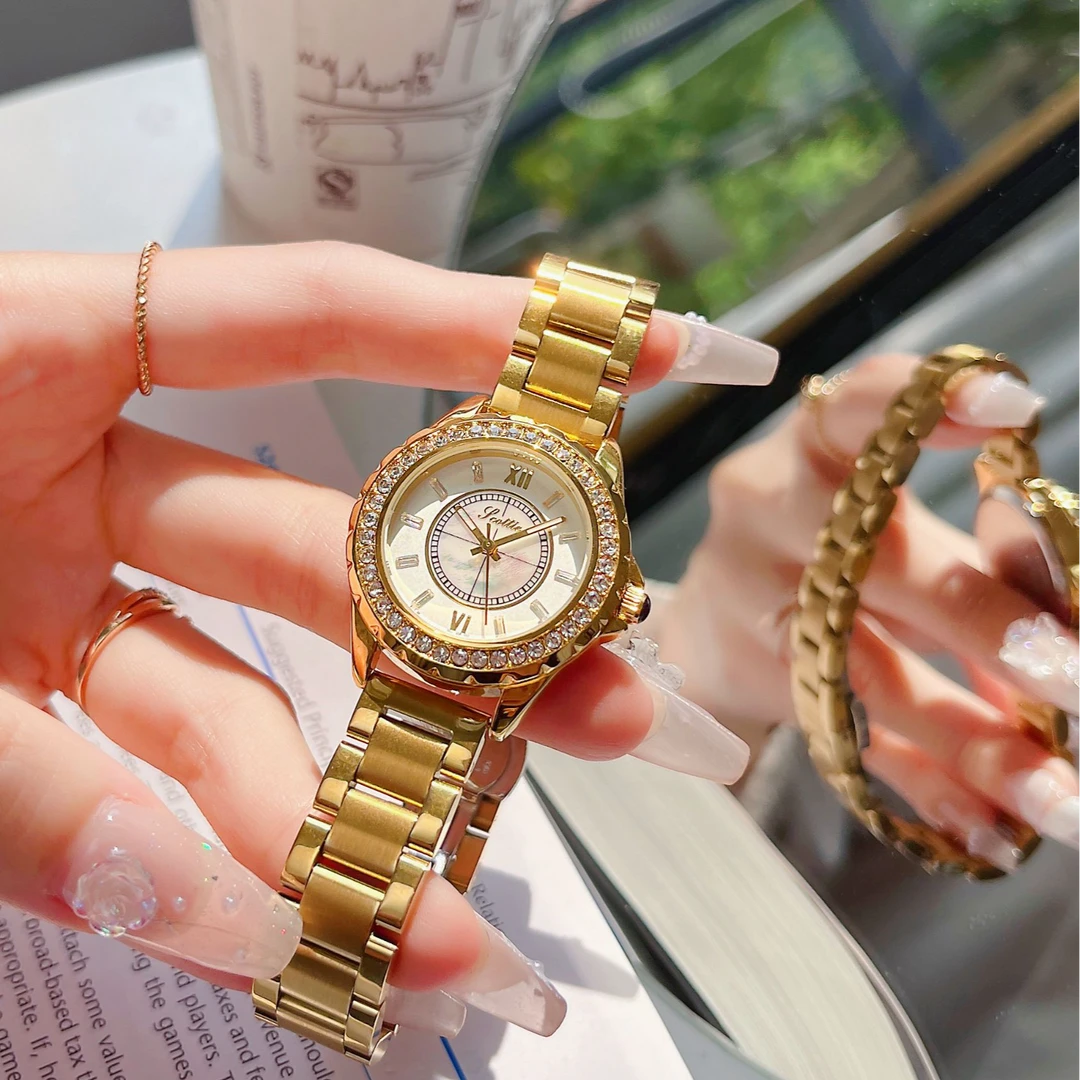 S&D【月光女神】2024秋季新款时尚百搭防水高奢真陶瓷满钻女表-9677