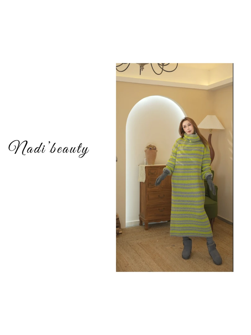 Nadira【彩条毛衣】24新款洋气毛衣条纹撞色圆领毛衣YX1-246518