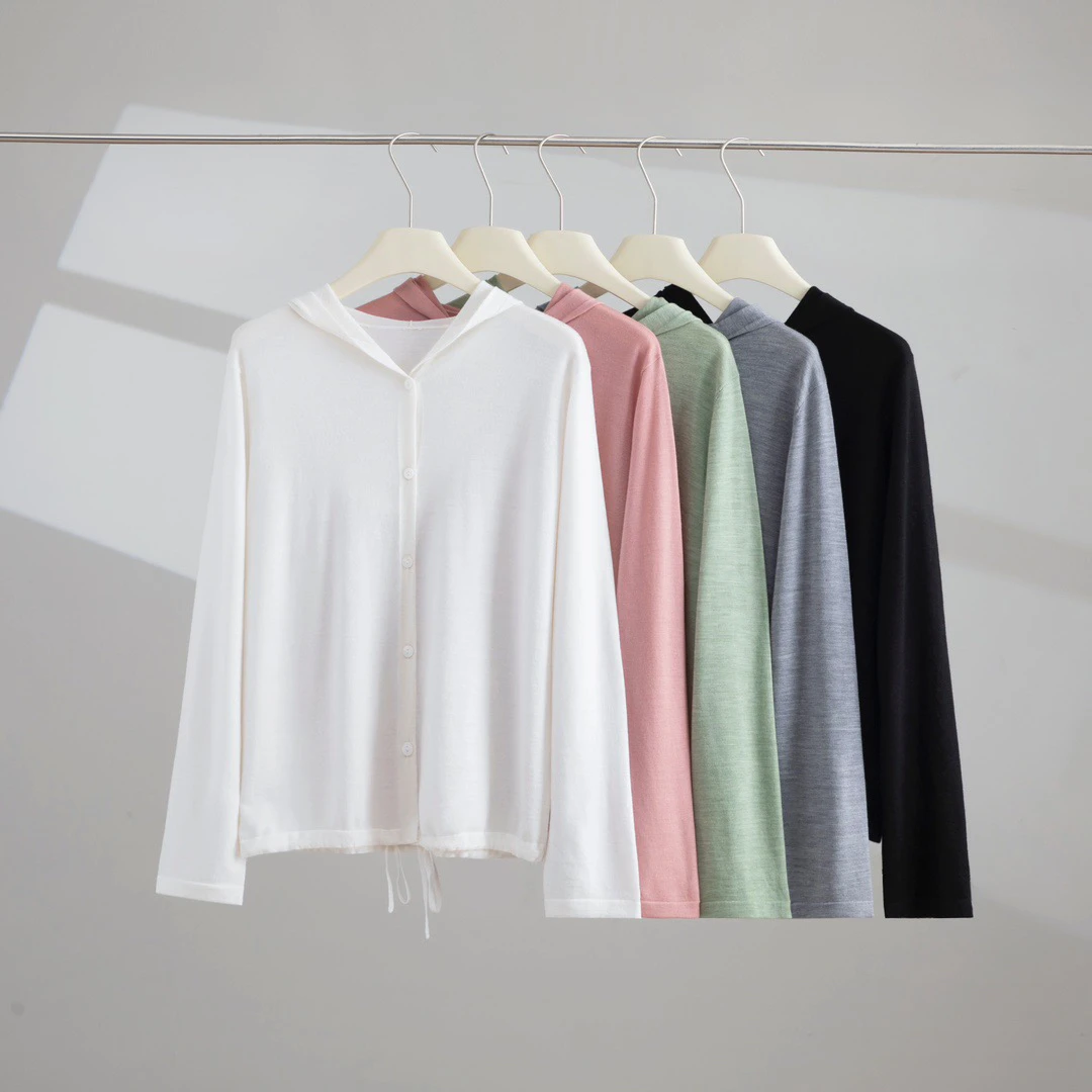 【扬子纱-80支】黄金羊毛超细薄款连帽衫防晒