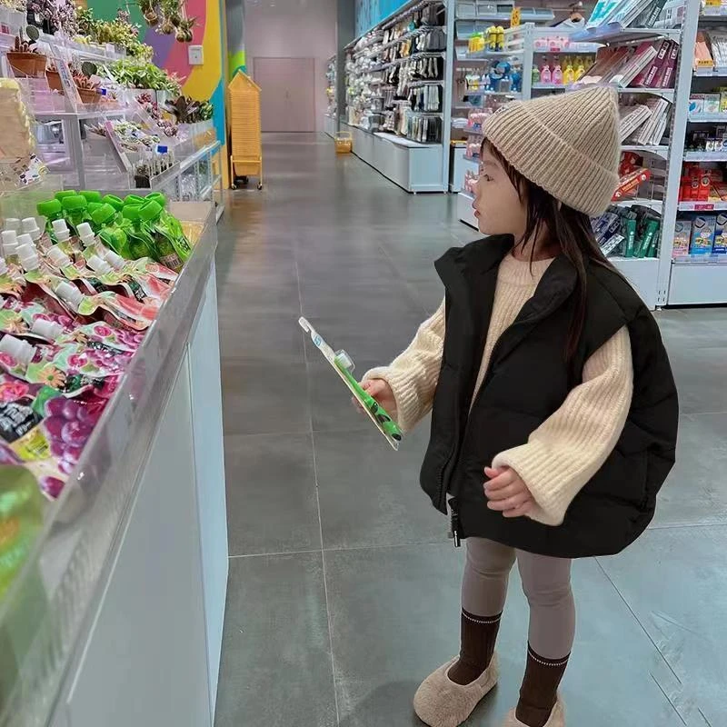 女童棉马甲2023秋冬棉衣女宝宝洋气坎肩背心外穿儿童冬款无袖棉服