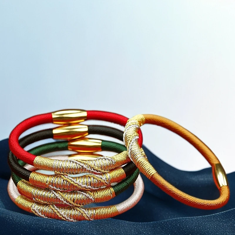 五行龙纹编绳含砂传统情侣红绳手绳手工编织木水火土盘龙饰民族风