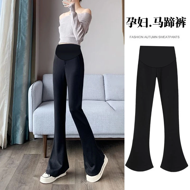 十月宠妃孕妇裤子春秋外穿时尚百搭微喇马蹄裤秋季大码休闲加长裤
