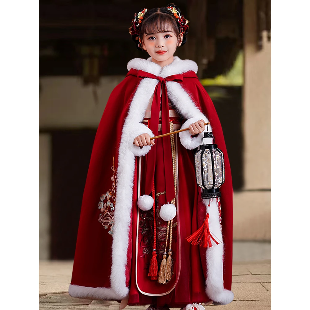 巴拉优选女童汉服冬款拜年服女宝中国风2024新款古装过年冬季儿
