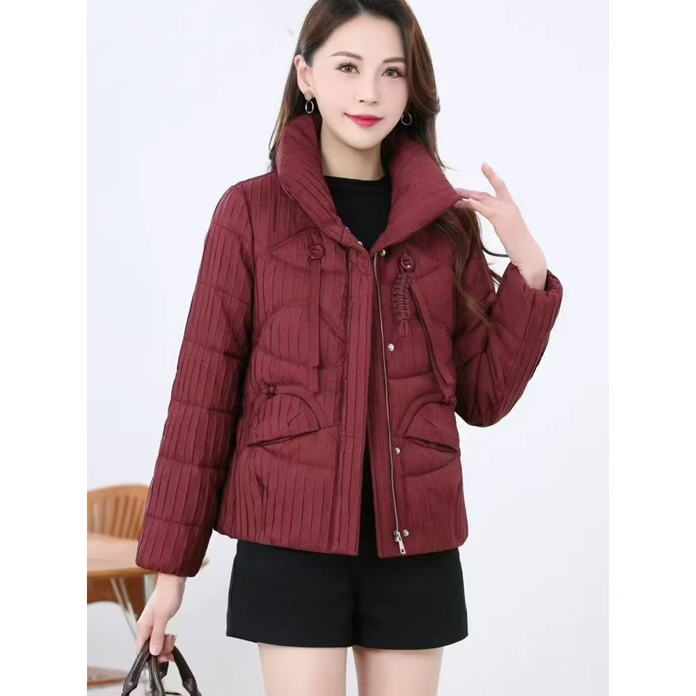 2024冬季保暖时尚洋气妈妈装加厚棉服女百搭修身显瘦小棉衣外套