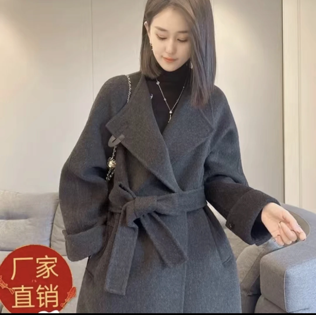 【微醺街角】秋冬新款气质高端小个子双面羊毛大衣修身显瘦毛呢外套