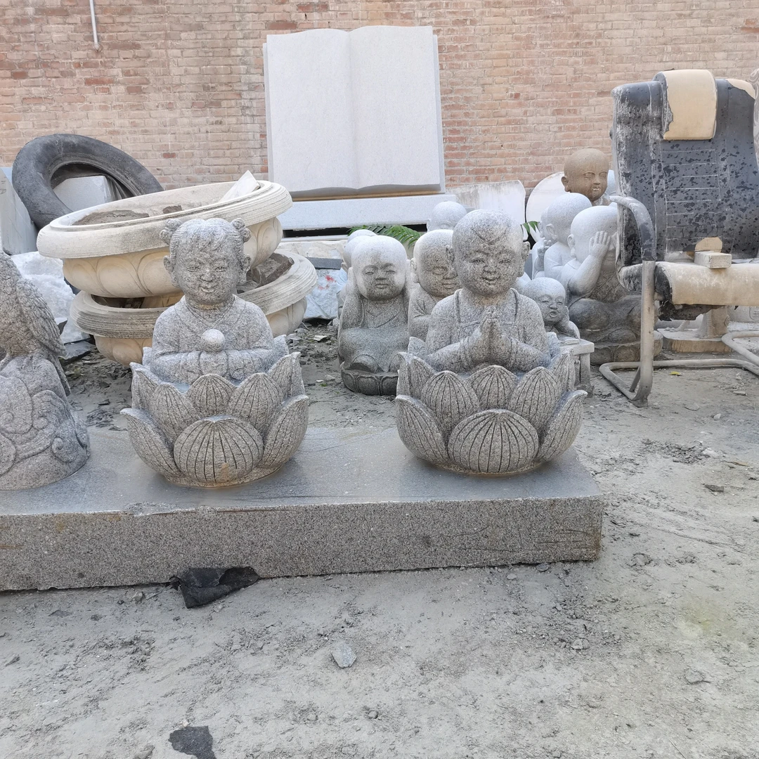 童男童女花开见佛石雕小沙弥花岗岩小沙弥
