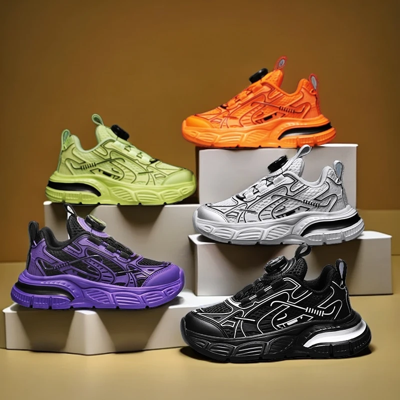 贵人鸟童鞋2024秋季新款中大童双网鞋男童时尚软底百搭儿童老爹鞋