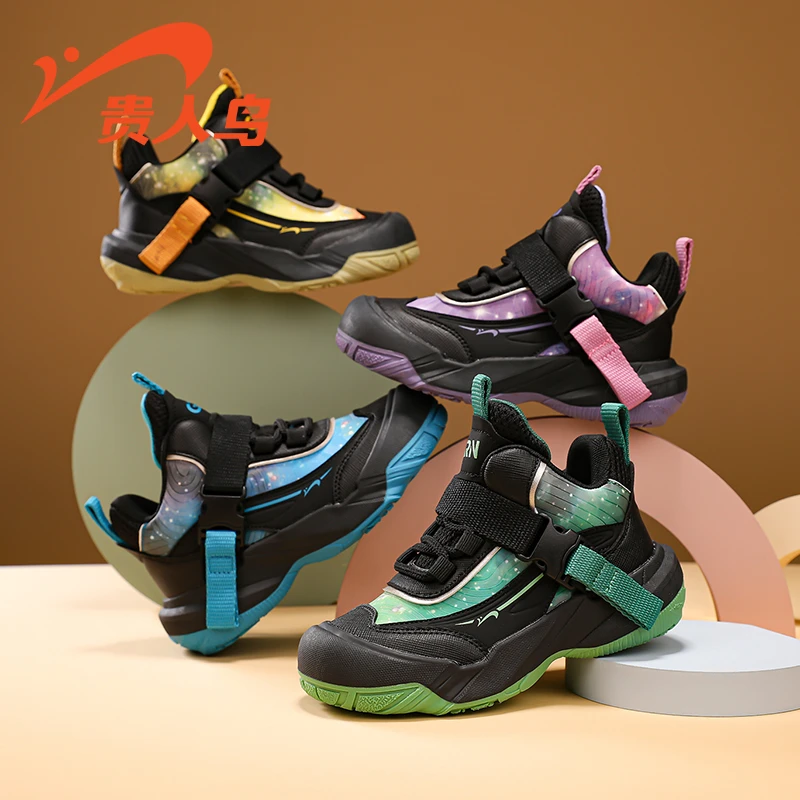 贵人鸟儿童鞋2025秋季新款皮面运动鞋中大童百搭男童鞋防滑潮童鞋