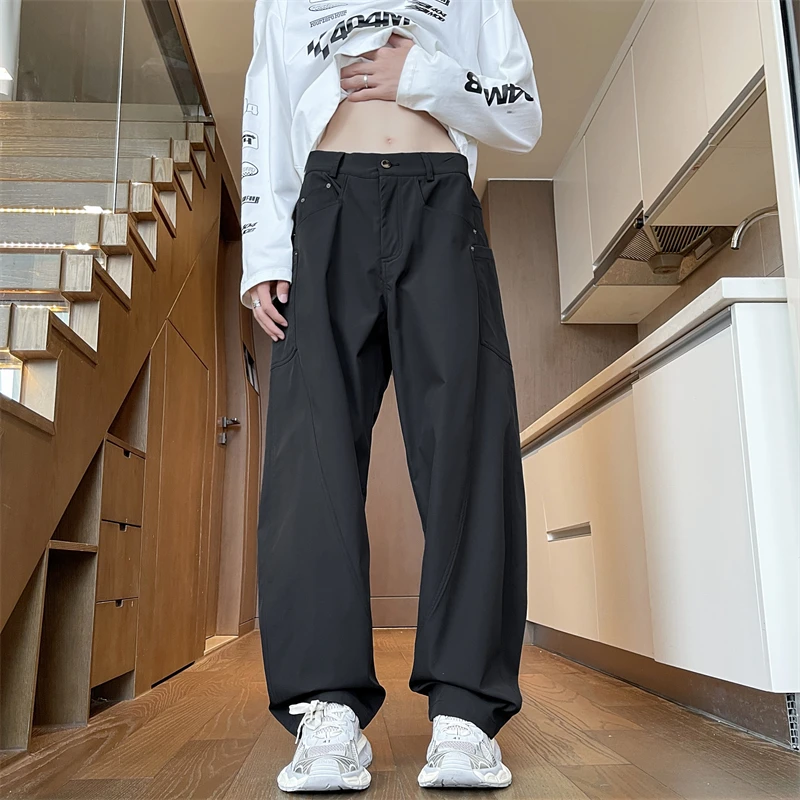 2811秋季港风新款弯刀男美式百搭小众潮流工装哈伦直筒男女休闲裤