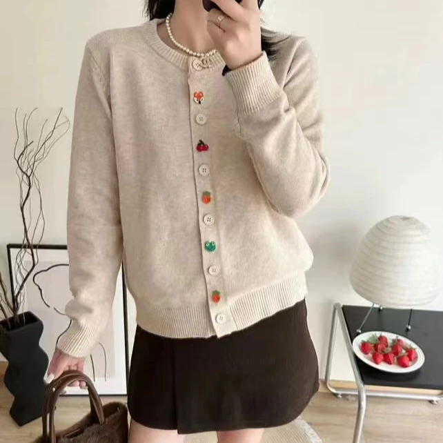 【门襟贴布】女新款早秋女士针织衫开衫女外套上衣外搭春秋季洋气