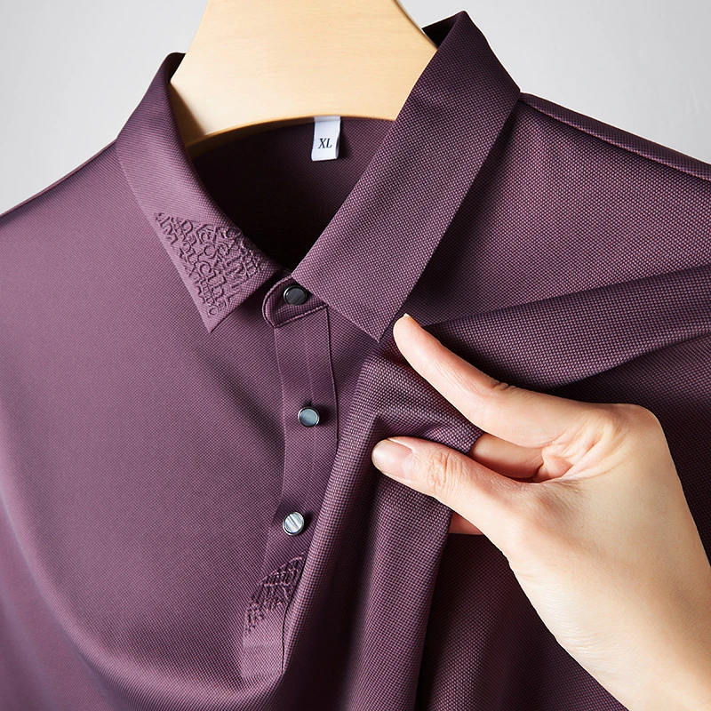 温纽旺大码冰丝高端短袖polo衫中年爸爸高弹商务速干半袖翻领T恤