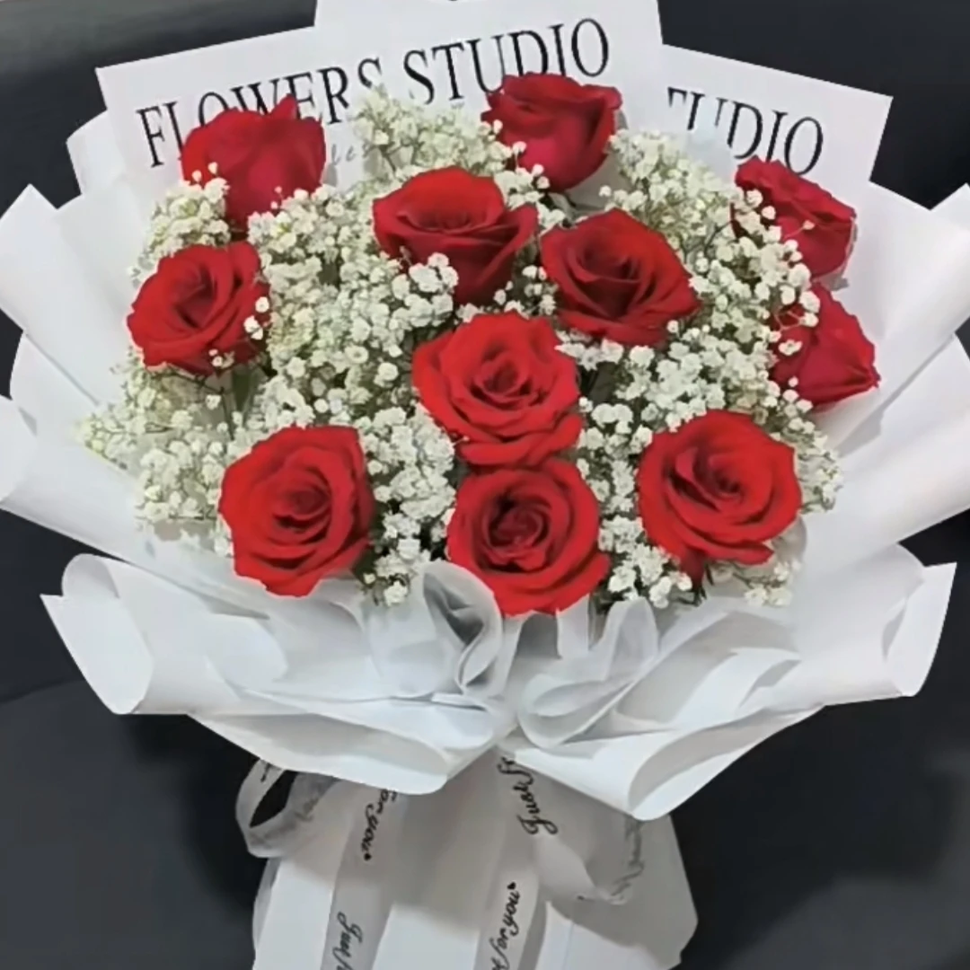 一生一世~11支红玫瑰满天星花束生日鲜花节日鲜花